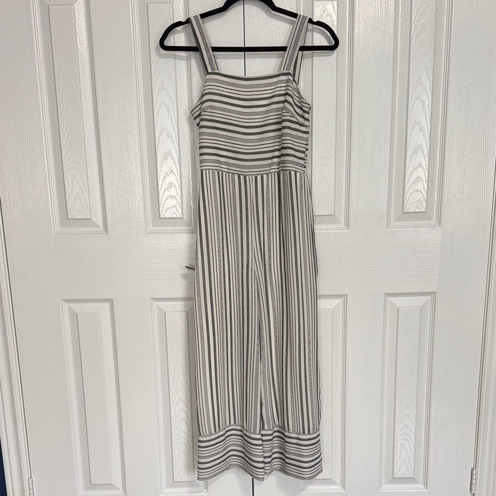 Japna Black and White Striped Jumpsuit